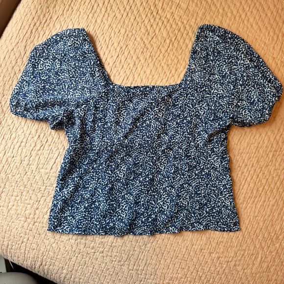 NWT Madewell Sweetheart Top in Bengali Blockprint, Blue & White, Size 8 - Picture 7 of 8